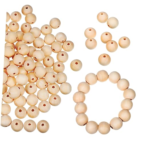 SHINEOFI 100 Stück Holzperlen Diy Holzperlen mit Löchern Runde Bastelperlen für Schmuckherstellung Leicht und Vielseitig Einsetzbar von SHINEOFI