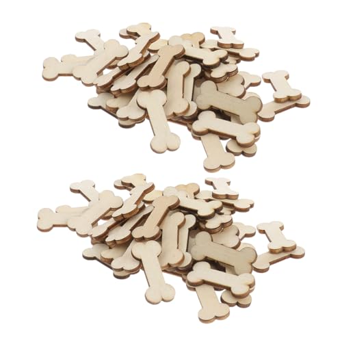 SHINEOFI 100 Stück Hundeknochen dekoratives Holzstück natürliche Holzscheiben Holz unvollendete Ausschnitte Hundeknochen Holzausschnitt leere Holzornamente zum Handwerk Buchsbaum Khaki von SHINEOFI
