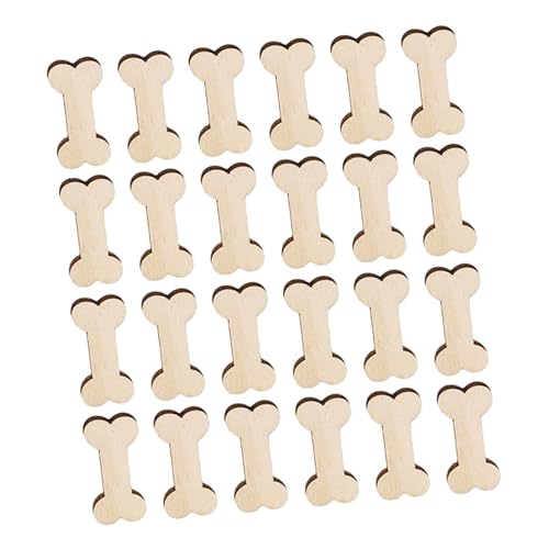 SHINEOFI 100 Stück Hundeknochen dekoratives Holzstück unfertiges holzhandwerk Holz leere unfertiges Zeichen Holzscheiben zum Basteln dekorativer Anhänger aus Holz Holzschild Buchsbaum Khaki von SHINEOFI