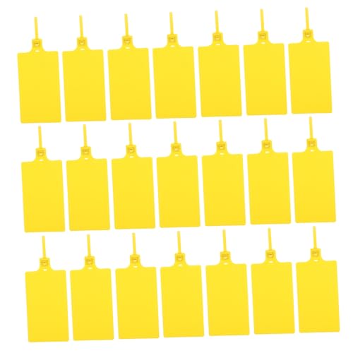 SHINEOFI 100 Stück Kabeletiketten Gelbe Kunststoff Beschriftungstags mit Schnur für Versand und Preisgestaltung für Schnelle Identifikation und Verwaltung von SHINEOFI