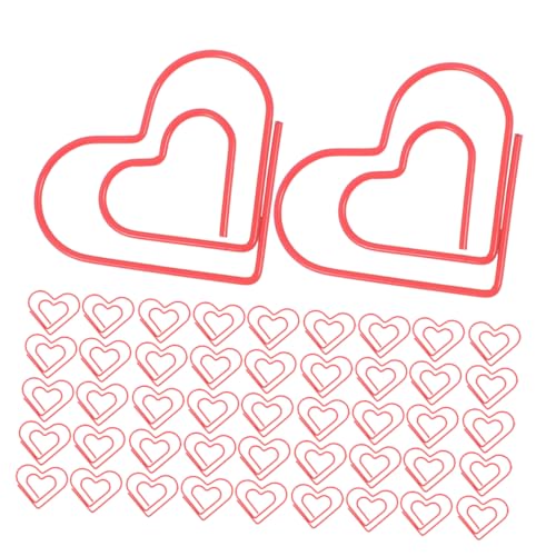 SHINEOFI 100 Stück Kleine Rote Herz Büroklammern aus Metall Dekorative Paperclips für Notizen Journale Scrapbooks Handliche Bunte Lesezeichen für Büro und Organisation von SHINEOFI