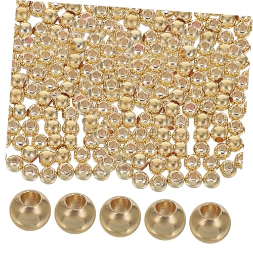 SHINEOFI 100 Stück Metall Goldperlen Vergoldete Runde Abstandsperlen Mit Loch – Nahtlose Kupferschmuck Bastelarbeiten Für Halsketten Armbänder Handarbeiten SHINEOFI 100 Stück Metall Goldperlen Vergoldete Runde Abstandsperlen Mit Loch – Nahtlose Kupferschmuck Bastelarbeiten Für Halsketten Armbänder Handarbeiten von SHINEOFI