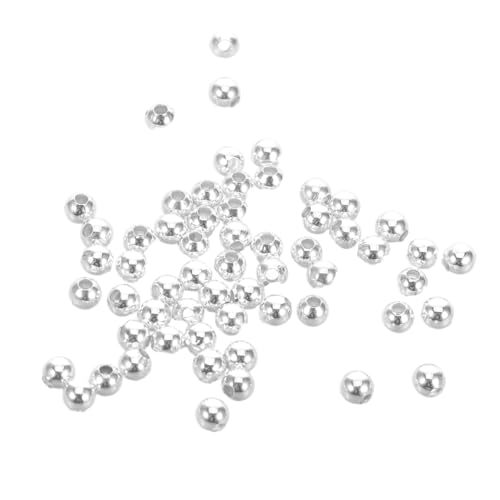 SHINEOFI 100 Stück Metallperlen Abstandshalter lose Perlen Halskettenperlen Schmuck Abstandsperlen Halskettenhalterperlen Abstandsperlen zum Basteln Halskette machen Vorräte Silber von SHINEOFI