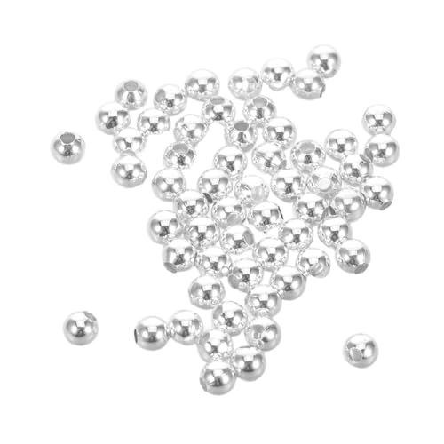 SHINEOFI 100 Stück Metallperlen runde lose Abstandsperlen Ohrring-Schmuck-Erkenntnisse Spacer-Perlen-Anhänger Schmuck-Abstandshalter aus Metall kleine runde Perlen Halskettenperlen Silber von SHINEOFI