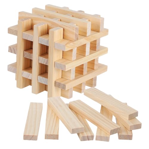SHINEOFI 100 Stück Montessori Bausteine Massivem Holz Glatte Holzstäbchen für Basteln und Bauen Pädagogisches Koordination und Fantasie bei Kindern von SHINEOFI