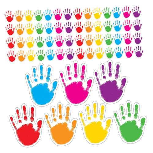 SHINEOFI 100 Stück Papierpapierabschneidung Klassenzimmerdekorationen Pinnwand-Papierausschnitte Bulletin Board grenzt an die Schule Bunte Handabdruckausschnitte beschichtetes Papier von SHINEOFI