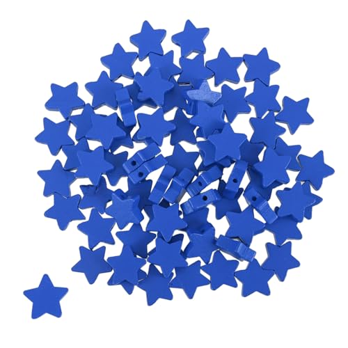 SHINEOFI 100 Stück Patriotische Sternförmige Holzperlen für DIY Schmuckherstellung Basteln Unabhängigkeitstag Dekorationen Armband Zubehör Holzsterne Basteln von SHINEOFI