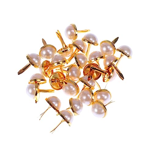 SHINEOFI 100 Stück Perlen Brads Goldene Dekorative Klammern für Scrapbooking Diy Handwerk und Weihnachtsdekoration für Kreative Projekte von SHINEOFI