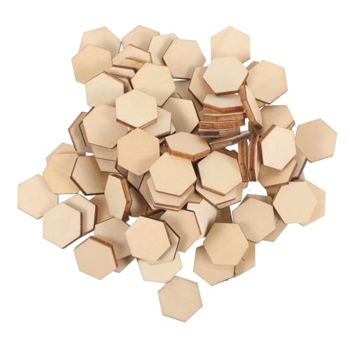 SHINEOFI 100 Stück Sechseckige Buchenholzscheiben Natürliche Holzornamente zum Basteln DIY holzdeko für Geburtstag Hochzeit und Weihnachtsdekoration Glatte Oberfläche Langlebig und Sicher von SHINEOFI
