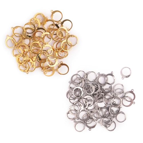 SHINEOFI 100 Stück Teiliges DIY Schmuckzubehör Ohrhaken aus Edelstahl Gold Silber Offene Schlaufe für Einfache Befestigung Handgefertigte Ohrringe für Damen und Mädchen zum Selbermachen von SHINEOFI