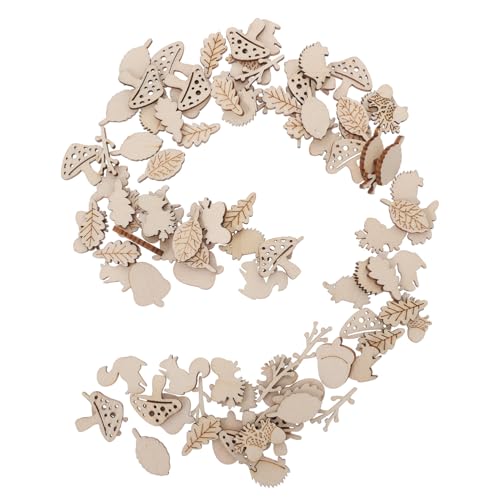 SHINEOFI 100 Stück Teiliges Herbst Bastelset Holzfiguren Squirrel Pilz Holzscheiben Diy Holztiere für Kreative Scrapbooking Handwerk Dekoration von SHINEOFI