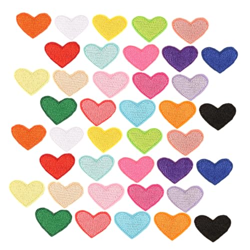 SHINEOFI 100 Stück Teiliges Herz Stickerei Applikationen Bunte Aufnäher zum Aufnähen und Aufbügeln Vielseitige Reparatur Dekorationspatches für Kleidung Jeans Taschen Schuhe DIY von SHINEOFI