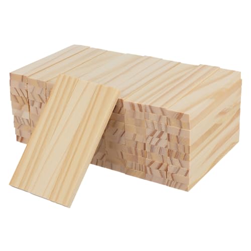 SHINEOFI 100 Stück Unbehandelte Holzplanken für Bastelprojekte Stapelbare Holzblöcke für Kindergarten und DIY Aktivitäten von SHINEOFI