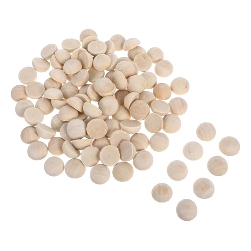 SHINEOFI 100 Stück Unvollendete Runde Holzperlen Halbkreisförmige Holzperlen für Diy Schmuckherstellung und Bastelbedarf Naturholzfarbe von SHINEOFI