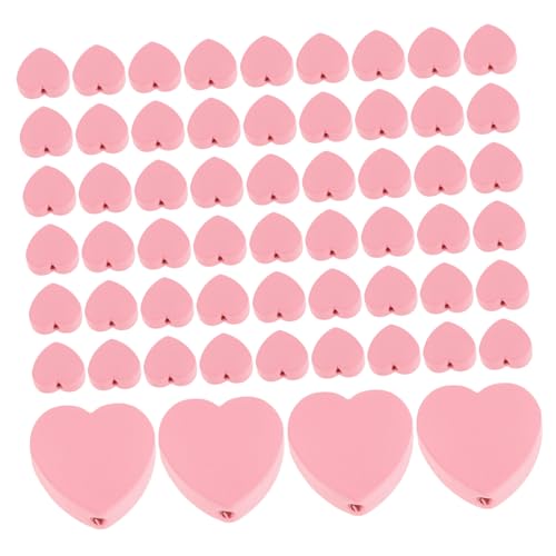 SHINEOFI 100 Stück Valentinstag Holzperlen Herzförmig Pastellfarben DIY Schmuckherstellung Armband Perlen Basteln Holzherzen für Kreative Geschenkideen und Dekoration von SHINEOFI