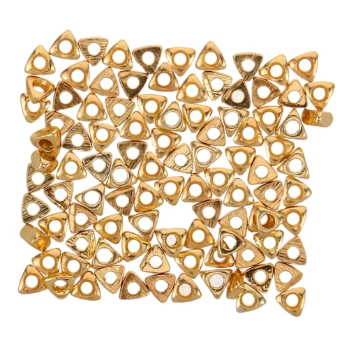 SHINEOFI 100 Stück Vergoldete Perlen Schmuck Dreiecksperlen Machen Armbanddreiecksformperlen Ohrringe Dreiecksperlen Triangle -abstandshalterkügelchen Basteln Golden Kupfer von SHINEOFI