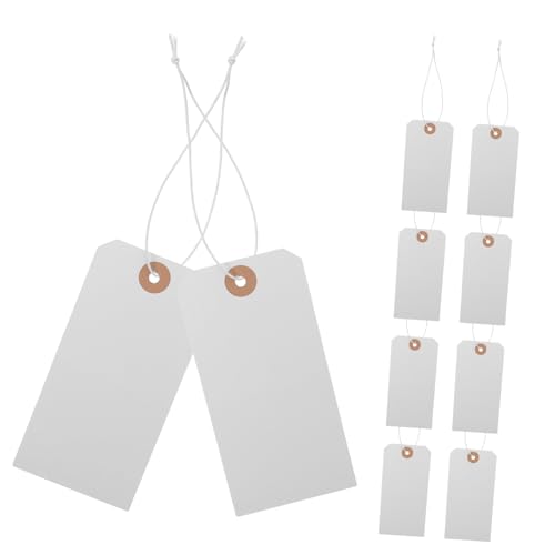 SHINEOFI 100 Stück Weiße Blanko Kleidungstags mit Draht Vielseitige Etiketten für Schuhe und Taschen für Individuelles und Professionelle Präsentation von SHINEOFI
