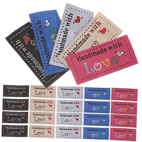 SHINEOFI 100Stücke Handgefertigte Nählabels mit Liebesschilds Personalisierte Etiketten für Strick und Häkelprojekte in Farben Hellgelb von SHINEOFI