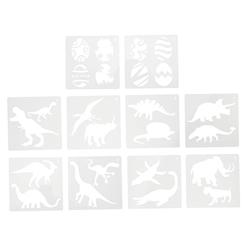 SHINEOFI 10Stücke Dinosaurier Schablonen für DIY Kunsthandwerk Wiederverwendbare Malvorlagen für Wände und Wohnkultur Kreative Designs für Erwachsene von SHINEOFI