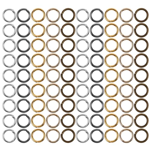 SHINEOFI 10er-Pack Biegeringe zur Schmuckherstellung, 4 mm, Ohrringzubehör, Silber- und Goldmetall-Bastelringe, DIY-Perlenverbinder für Halsketten, Armbänder und Ohrringe von SHINEOFI