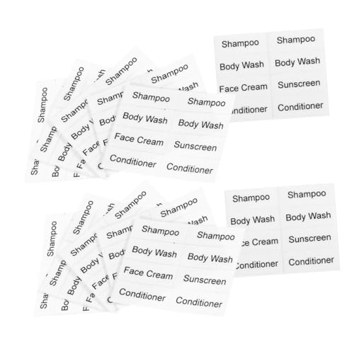 SHINEOFI 12 Blatt Selbstklebende Etiketten für Reiseflaschen Wasserdichte Badezimmer Aufkleber zur Klassifizierung von Toilettenartikeln und Hautpflege für Shampoo und Kosmetik von SHINEOFI