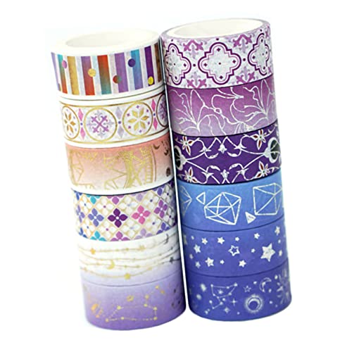 SHINEOFI 12 Rollen Handbuch-Aufkleber ästhetisch Journaling Notizbuch storage boxes aufbwahrungs-box Scrapbook tape kladden Zeitschriftenbänder DIY Klebeband Japanisches Papier Violett SHINEOFI 12 Rollen Handbuch-Aufkleber ästhetisch Journaling Notizbuch storage boxes aufbwahrungs-box Scrapbook tape kladden Zeitschriftenbänder DIY Klebeband Japanisches Papier Violett von SHINEOFI