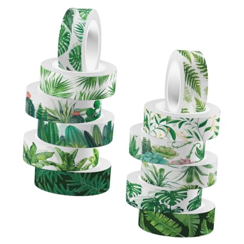 SHINEOFI 12 Rollen Pflanzenband Dekoratives Klebeband Farbig Dekorative Bandblätter Blumenband Dekoration Zeitschriftenzubehör Bastelband Washi-tape Dünn Aufkleber von SHINEOFI