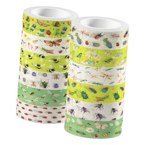 SHINEOFI 12 Rollen Transparentes Rollband Junk-Journal farbig Scrapbooking Streifen Sammelalbum dekoratives Bastelband Dekoratives Washi Tape Washi-Tape-Ästhetik Aufkleber von SHINEOFI