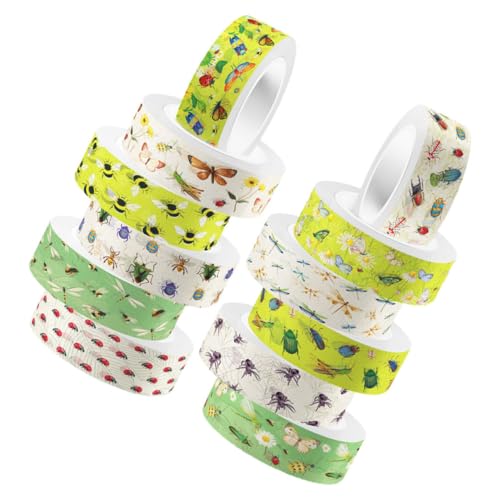 SHINEOFI 12 Rollen Transparentes Washi Tape mit Ästhetischem Insekten Schmetterlings Libellenmotiv Selbstklebend Reißfest Vielseitig für Scrapbooking DIY Bastelarbeiten Planer und Journal von SHINEOFI