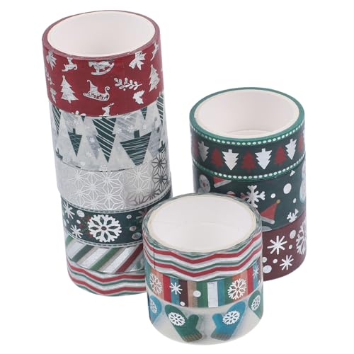 SHINEOFI 12 Rollen Weihnachtliches Washi-Tape weihnachtsdeko the washi tape weihnachtssdeko Papier Klebeband Weihnachtsband Aufkleber für Geschenkverpackungen papierklebeband selber machen von SHINEOFI
