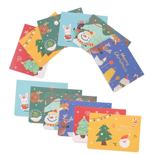 SHINEOFI 12 Stück Cartoon Karten Weihnachtsboxen Dekorationen Blanko Karten Und Umschläge Winterurlaubskarten Party Einladungskarten Briefpapier Weihnachtskarte Winterfeier von SHINEOFI