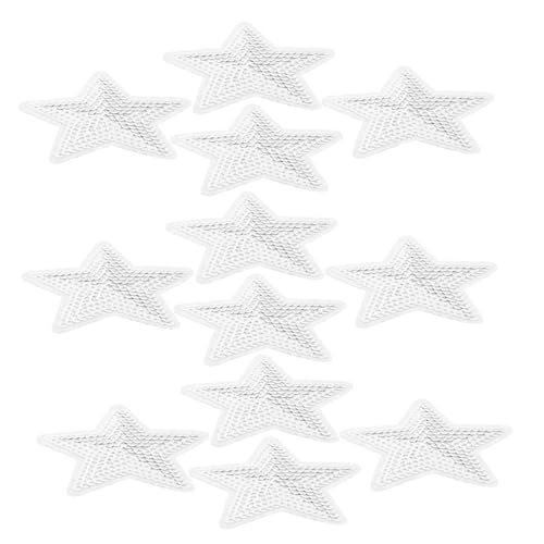SHINEOFI 12 Stück Fünfzackige Stern Pailletten Aufnäher zum Aufbügeln Glänzende Stickerei Patches für Kleidung Jacken Jeans Hüte und DIY Projekte Silber von SHINEOFI