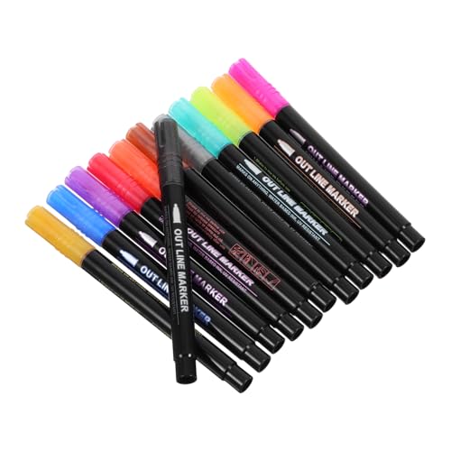 SHINEOFI 12 Stück Glitzer Marker mit Doppellinien Silberne Umriss Marker für Kreative Kunstprojekte Zeichnen Journaling und DIY Bastelarbeiten SHINEOFI 12 Stück Glitzer Marker mit Doppellinien Silberne Umriss Marker für Kreative Kunstprojekte Zeichnen Journaling und DIY Bastelarbeiten von SHINEOFI