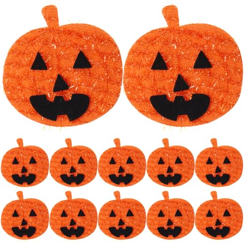 SHINEOFI 12 Stück Halloween-Patch-Aufkleber Aus Vliesstoff Diy-Applikationen In Kürbisform Für Halloween-Dekorationen 5 71 X 5 41 Cm Orange von SHINEOFI