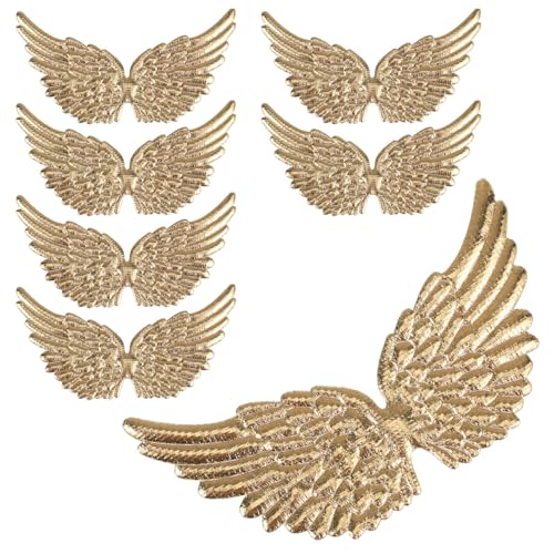 SHINEOFI 12 Stück Kunststoff-engelsflügel zum Basteln, Christbaumschmuck, Mini-3d-engelsflügel-applikation für Heimwerker, Basteln, Nähzubehör, Weihnachtsdekoration, Partygeschenk, Golden von SHINEOFI