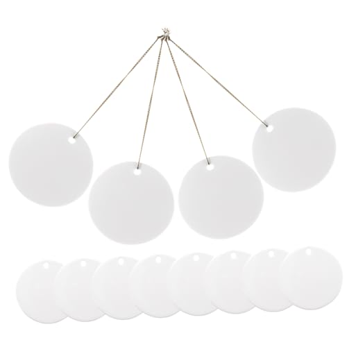 SHINEOFI 12 Stück Leere Keramik Hängeanhänger Ornamente Kleine Kreise Großes Porzellan Ornament Blanko Rund Sublimation Weihnachtsornament Basteln DIY Schlichte Dekoration von SHINEOFI