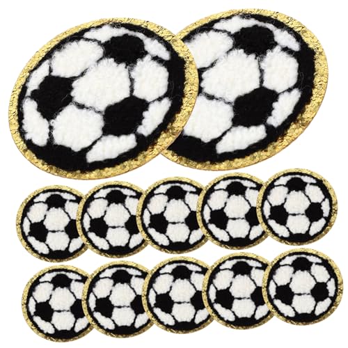 SHINEOFI 12 Stück Mantel Versorgung bastelzeug sport zubehör sportzubehör Sport-Chenille-Patches Fußball-Patch Hüte dekorative Fellflecken Aufnäher für Sportbälle für den Haushalt Polyester von SHINEOFI