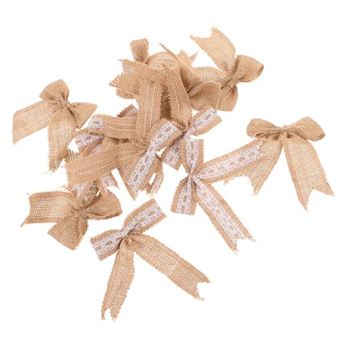 SHINEOFI 12 Stück Natürliche Jute Schleifen mit Spitzenakzent Rustikale Wreath Schleifen für Weihnachtsdekoration Diy Bastelprojekte Shower und Festlichkeiten von SHINEOFI