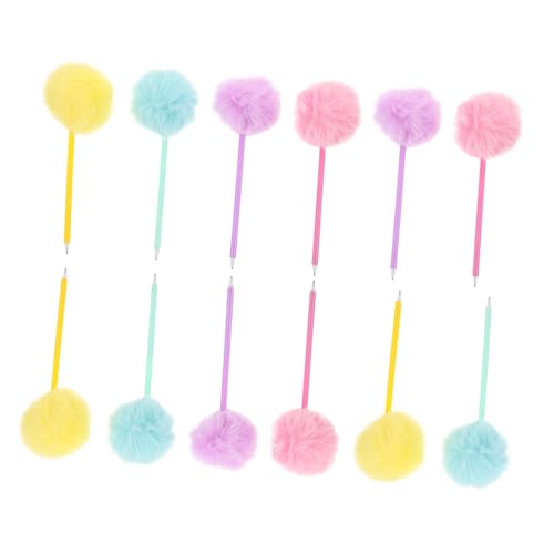 SHINEOFI 12 Stück Teiliges Bunte Flauschige Kugelschreiber mit Pompon Weiche Plüschkugelschreiber Kreative Schreibstifte für Schule Büro Dekorative und Kinderfreundliche Schreibwaren von SHINEOFI