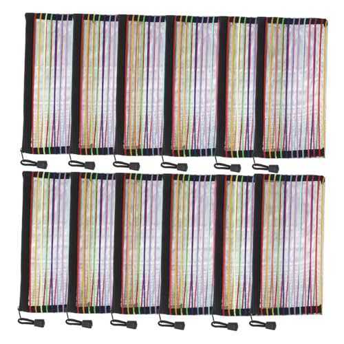 SHINEOFI 12 Stück Teiliges Bunte Streifen Zipper Dokumententaschen aus PVC Langlebig mit Glattem Reißverschluss für Büro Schule Reise und Schreibwarenorganisation von SHINEOFI