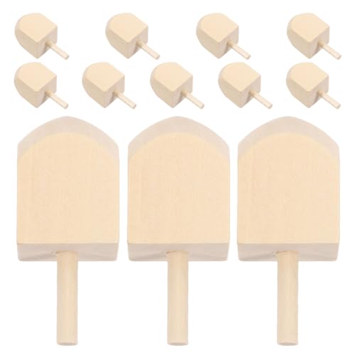 SHINEOFI 12 Stück Teiliges Hanukkah Holz Dreidel Unbemalte Blanke Spinning Tops zum Bemalen und Basteln Handgefertigte Chanukka Spielzeuge für Festliche Familienfeiern von SHINEOFI