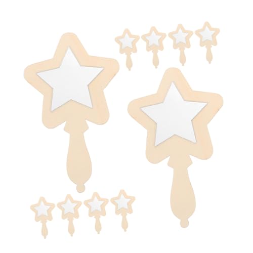 SHINEOFI 12 Stück Teiliges Holzspiegel für Unzerbrechliche Leichte Handspiegel mit Sicherem Design für DIY Bastelprojekte und Kreative Malaktivitäten im Kindergarten und von SHINEOFI