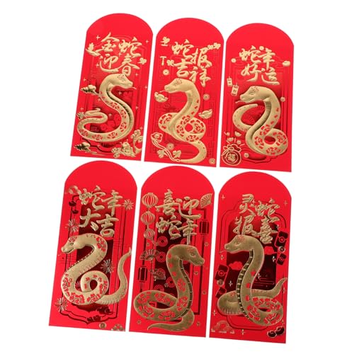 SHINEOFI 12 Stück Teiliges Rote Goldfolie Hongbao Umschläge Jahr der Schlange Chinesische Glücksumschläge für Neujahr Hochzeit und Feiern Tragbare Lucky Money Taschen für Frühlingsfest und von SHINEOFI