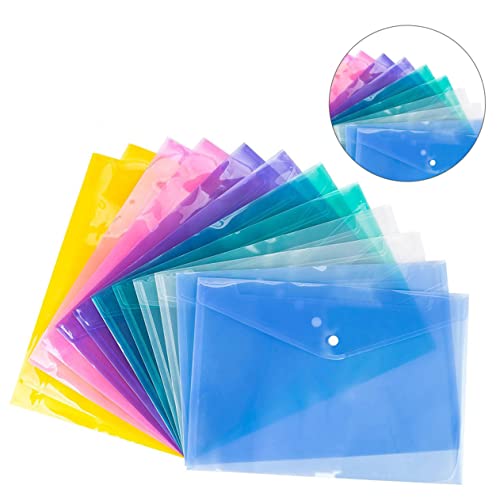 SHINEOFI 12 Stück Transparente Dokumentenmappe mit Druckknopf Wasserabweisend Reißfest für Büro und Schulorganisation Dokumentenaufbewahrung von SHINEOFI