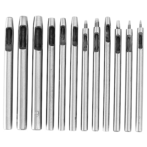 SHINEOFI 12-Teiliges Set leder locher klein runder Locher Cutter werkzeug Zubehör für Gürtelstanzen Ösenausrüstung -Stempel legierter Stahl Silber von SHINEOFI