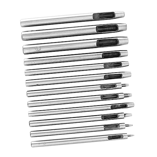 SHINEOFI 12-teiliges Set Leder Locher Gürtel Aus Segeltuch Cutter Gürtellochpuncher Stanzen Klein Gürtellocher Ösenlochschneider Tüllen-werkzeugsatz Runder Locher Silber Legierter Stahl SHINEOFI 12-teiliges Set Leder Locher Gürtel Aus Segeltuch Cutter Gürtellochpuncher Stanzen Klein Gürtellocher Ösenlochschneider Tüllen-werkzeugsatz Runder Locher Silber Legierter Stahl von SHINEOFI