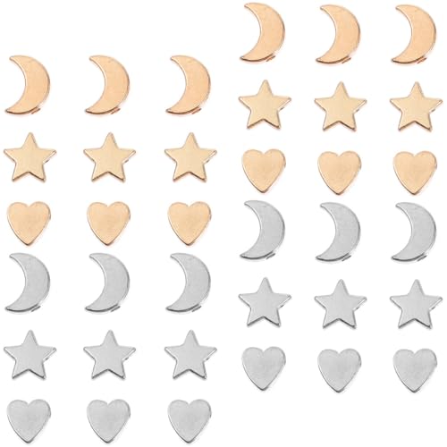 SHINEOFI 120 Stck. DIY Charms Anhänger aus Legierung Mond Herz Stern Formen Schmuck Spacer Perlen für Armbänder Halsketten Basteln Silber Gold Vielseitiges Schmuckzubehör von SHINEOFI