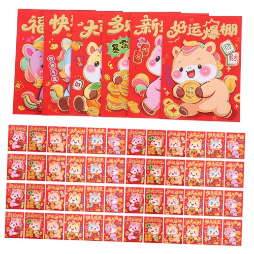 SHINEOFI 120 Stück Jahr Des Pferdes Rote Umschläge aus Dickem Papier mit Cartoon Pferde Motiv Robuste Hong Bao Glücksgeldumschläge für Chinesisches Neujahrsfest und Frühlingsfest SHINEOFI 120 Stück Jahr Des Pferdes Rote Umschläge aus Dickem Papier mit Cartoon Pferde Motiv Robuste Hong Bao Glücksgeldumschläge für Chinesisches Neujahrsfest und Frühlingsfest von SHINEOFI