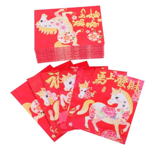 SHINEOFI 120 Stück Rote Umschläge Chinesisches Neujahr Pferde Cartoon Glücksumschläge mit Großem Fassungsvermögen für Bargeld und Grußkarten zum Frühlingsfest SHINEOFI 120 Stück Rote Umschläge Chinesisches Neujahr Pferde Cartoon Glücksumschläge mit Großem Fassungsvermögen für Bargeld und Grußkarten zum Frühlingsfest von SHINEOFI