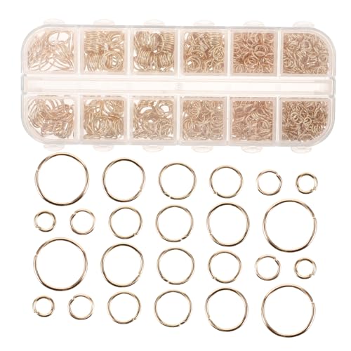SHINEOFI 1200Stücke Eisen Sprungringe Robuste Biegeringe für Schmuckherstellung Vielseitig Einsetzbar für Armbänder und Schlüsselanhänger Aufbewahrungskiste von SHINEOFI